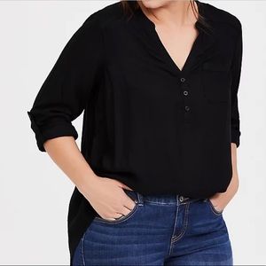 Torrid Black Henley Blouse